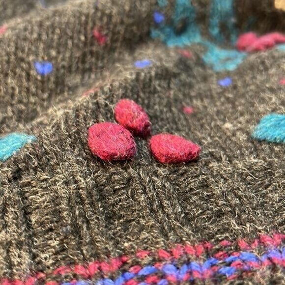 Woolrich Womens Wool Sweater L Swan Design Multicolor Dots Gray - Picture 4 of 10